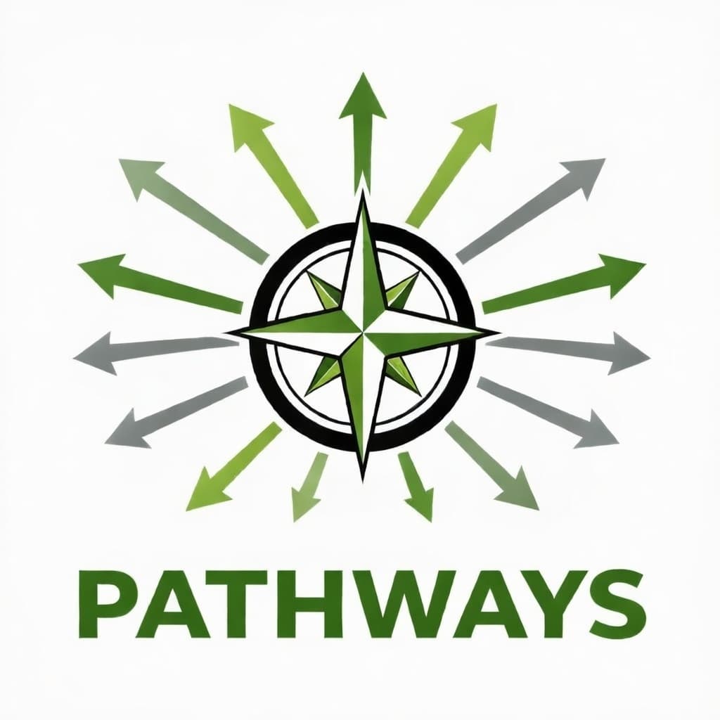 Pathways green and gray compass logo